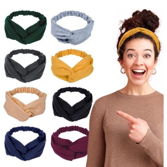 Women's Fabric Headbands, Front Knot Multi Color Soft Hair Accessories Boho Yoga - Picture 2 of 7